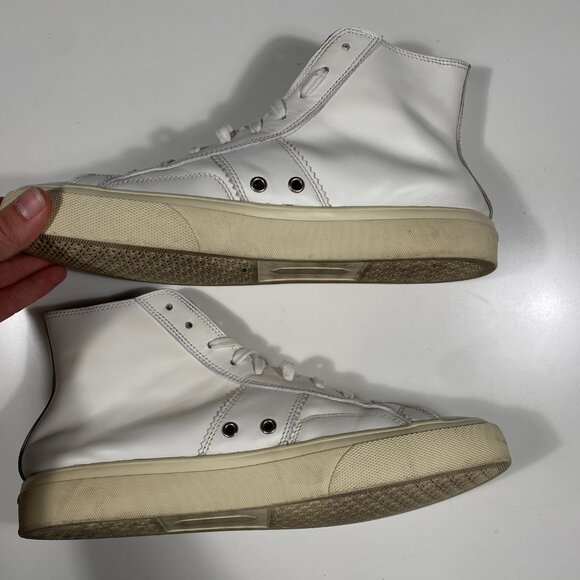TOM FORD Cambridge White Leather High Top Sneakers men's size US 12 - Picture 7 of 9